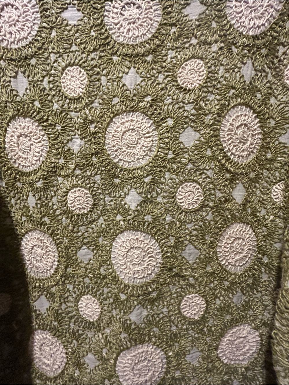 Cato Top Womens 14/16W Plus Green Scoop Neck Puff Sleeve Crochet Boho NWT - Picture 4 of 9